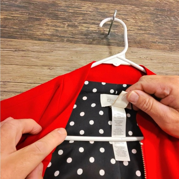 Chico's Bold Red Full Zip Jacket with Zipper - Picture 8 of 11